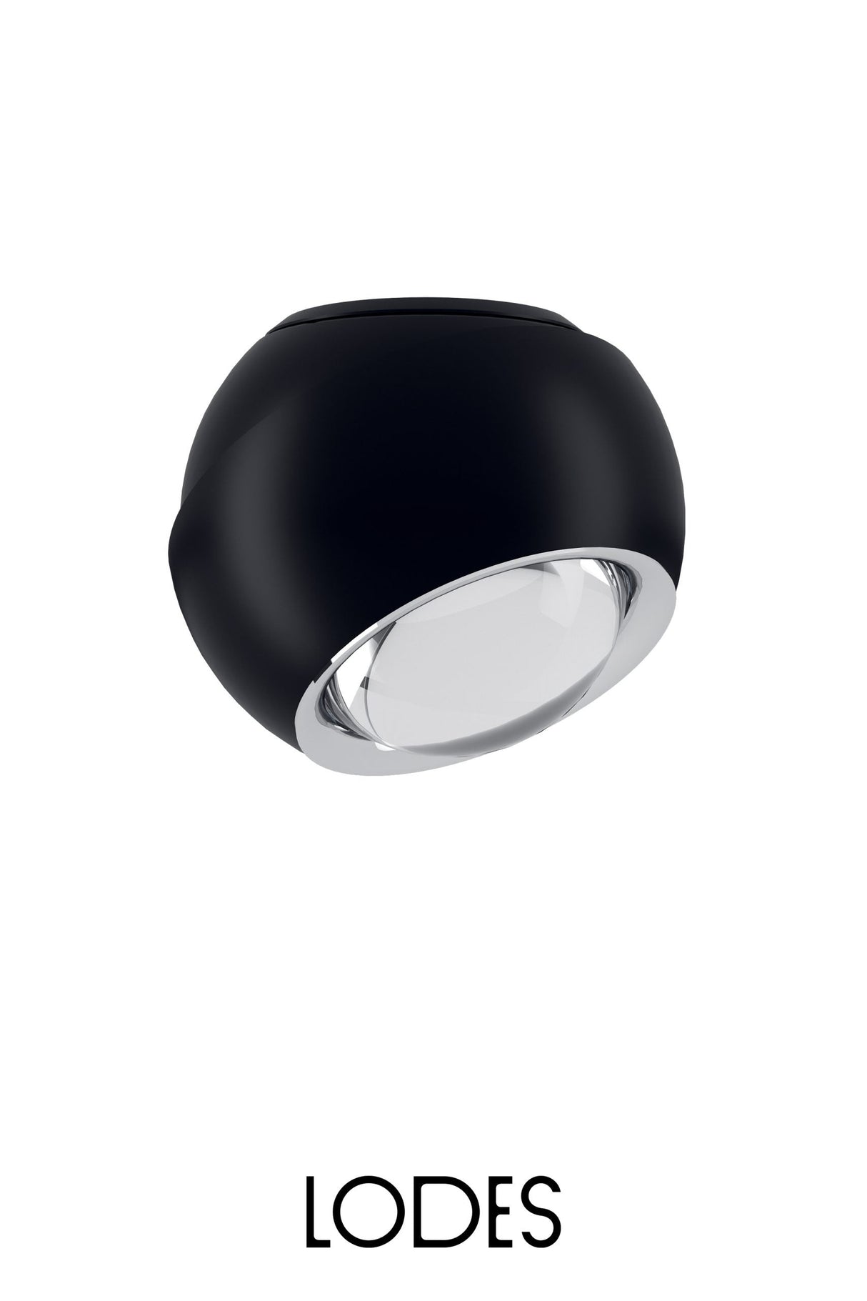 Black and silver Lodes Spider ceiling light with modern, spherical design