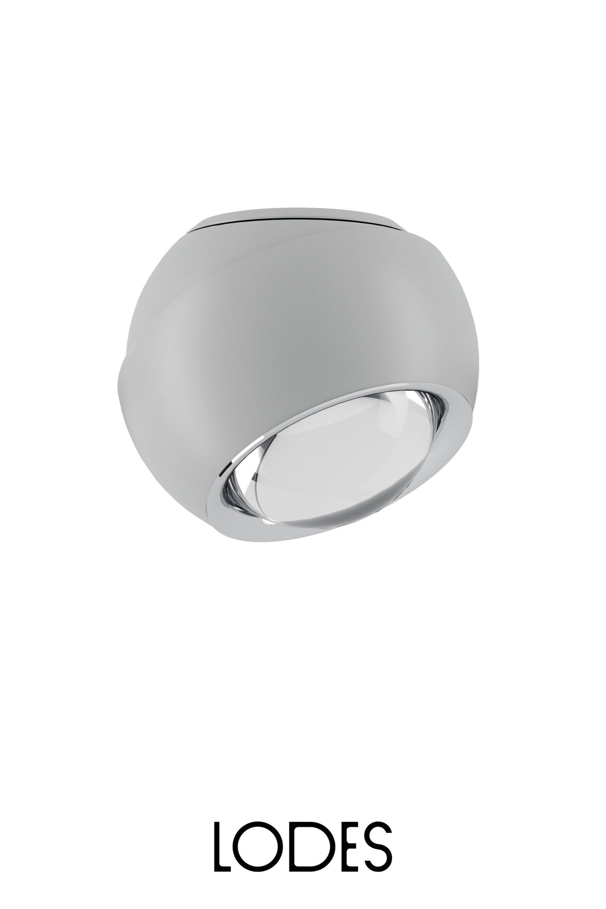 Modern Lodes Spider ceiling light with a matte white spherical design and chrome inner ring