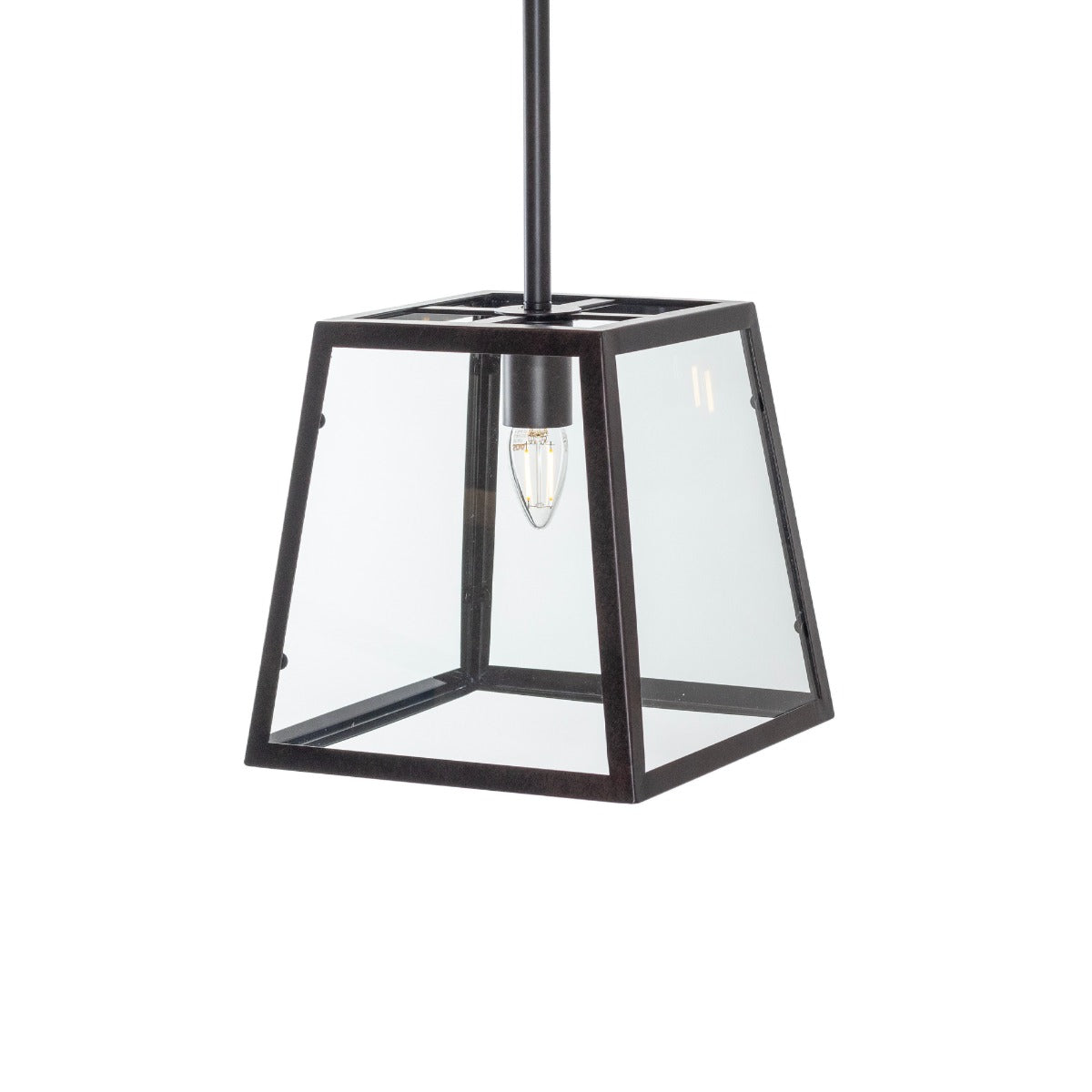 Soho Lighting Small Ludlow Geo Trapeze Metal and Glass Lantern Pendant Light