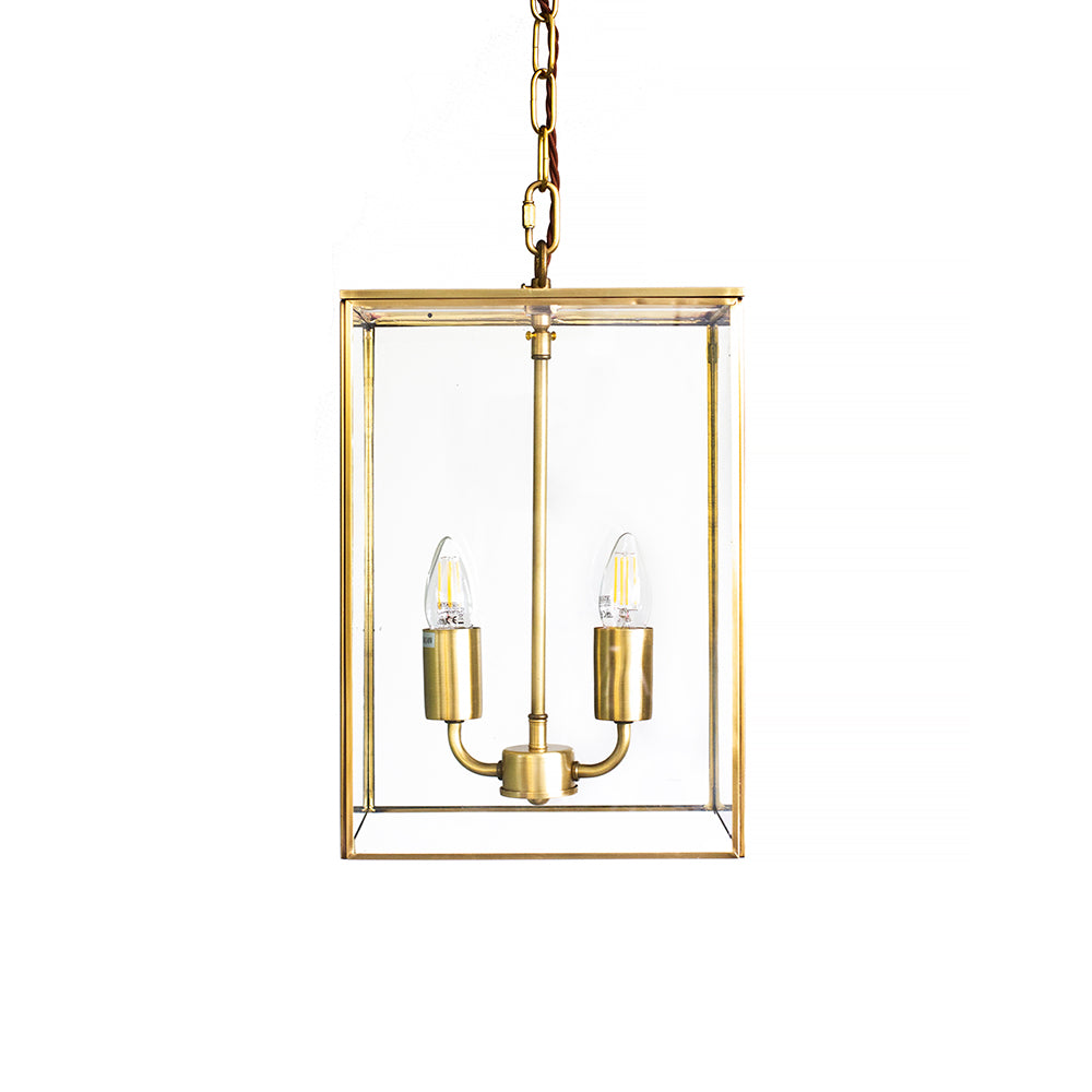 Soho Lighting London Lantern Pendant Crossbar Small Brass