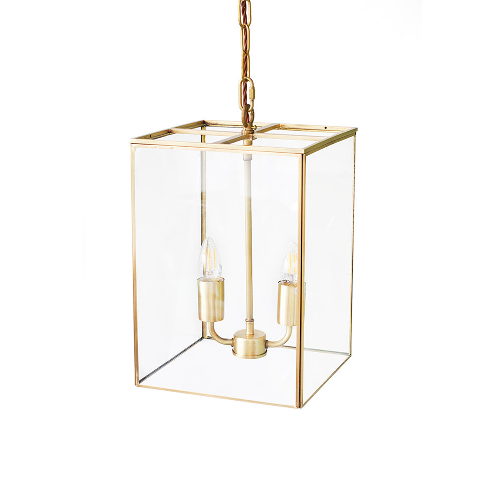Soho Lighting London Lantern Pendant Crossbar Small Brass