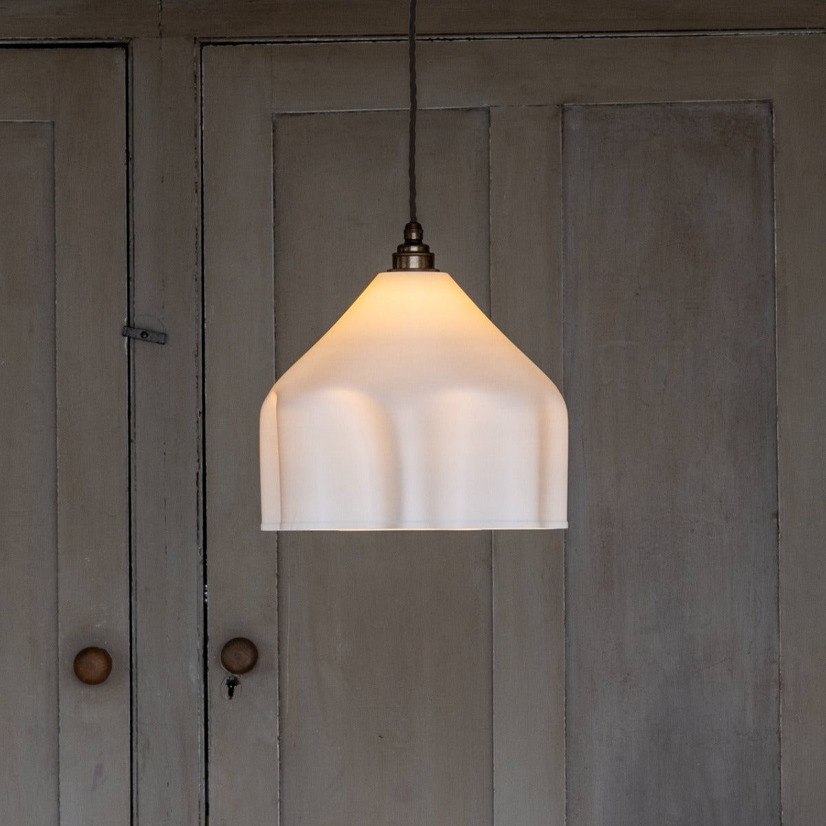 Soho Lighting Drape Pendant Grand Soft White Light with Old English Bronze Bulb Holder & Brown Cable