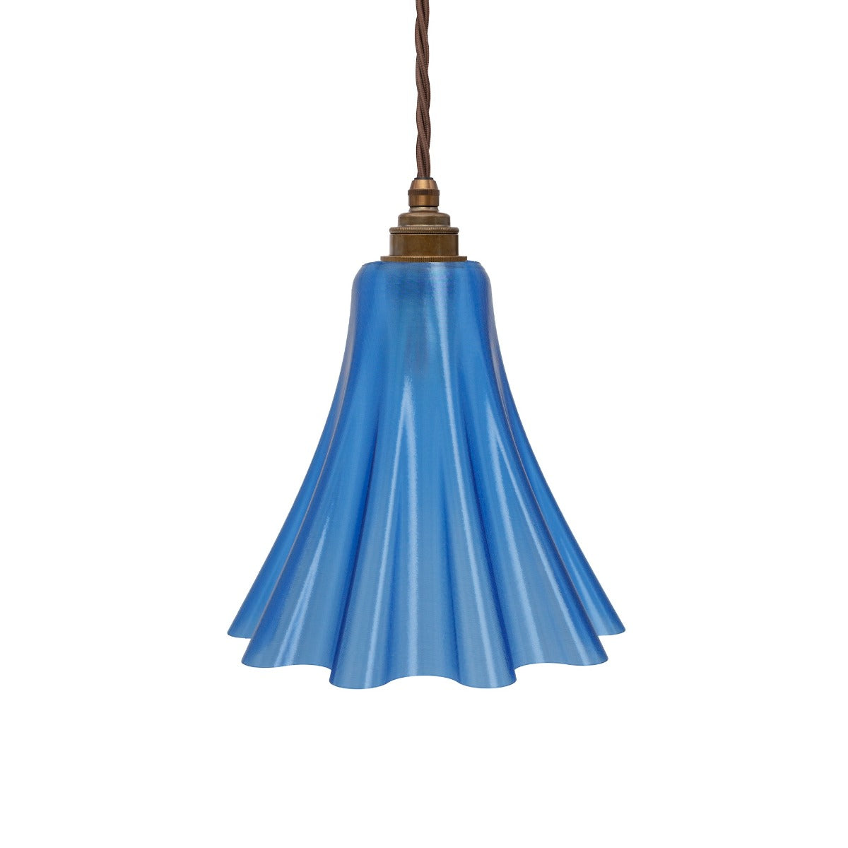 Soho Lighting Bluebell Pendant Light in Nautical Blue with Old English Bulb Holder with Brown Twisted Cable