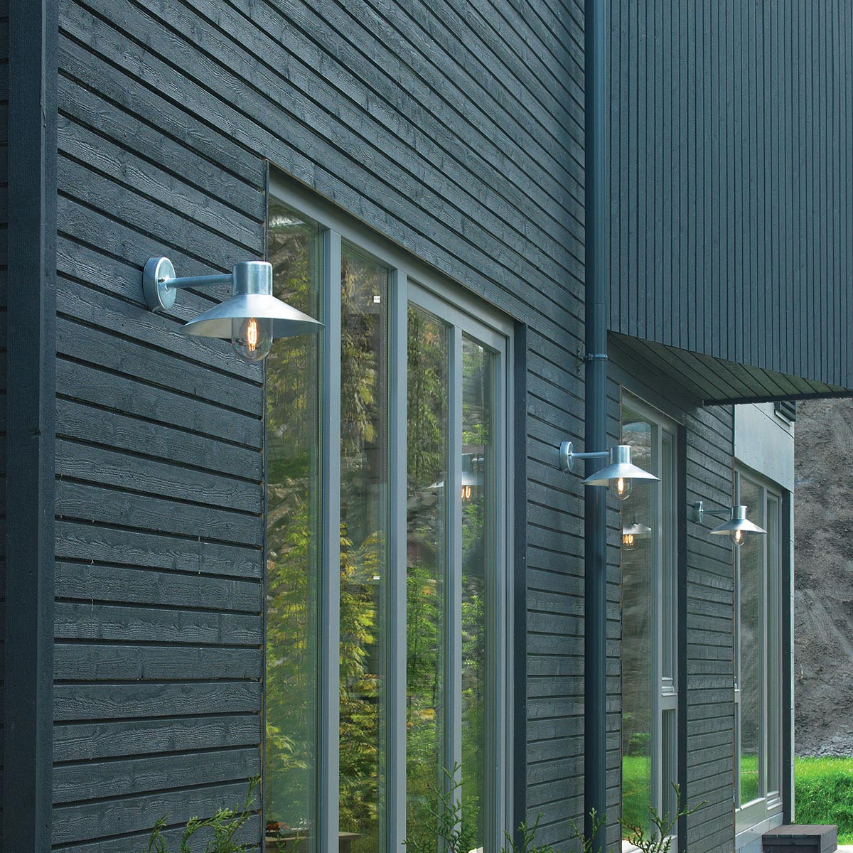 Norlys Lund 1 Light Wall Lantern - Galvanised