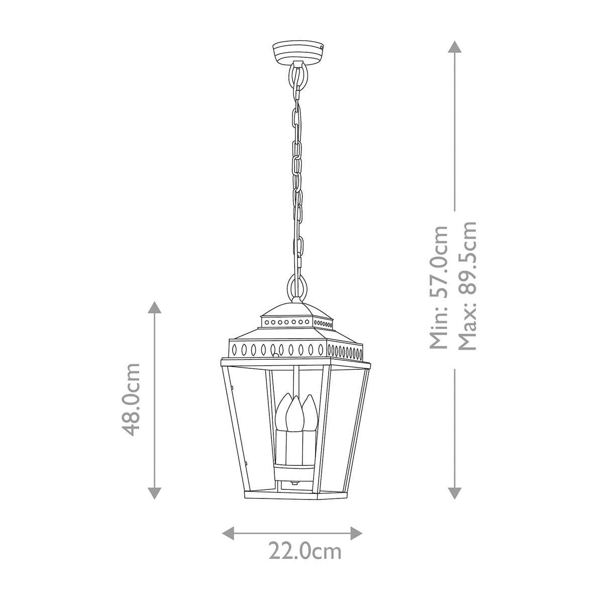 Elstead Mansion House 3 Light Chain Lantern Silver