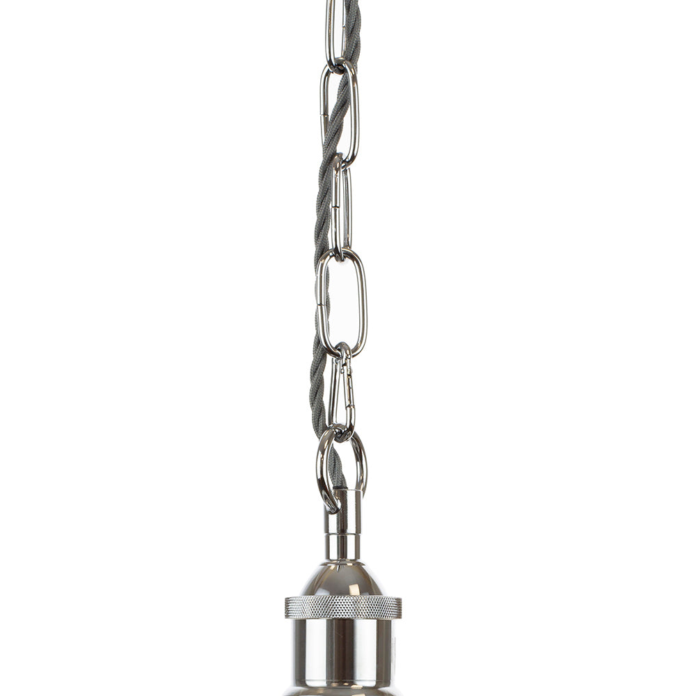 Soho Lighting Harington Clear Dome Glass Pendant Light with Nickel Lampholder and Chain with Grey Twisted Cable