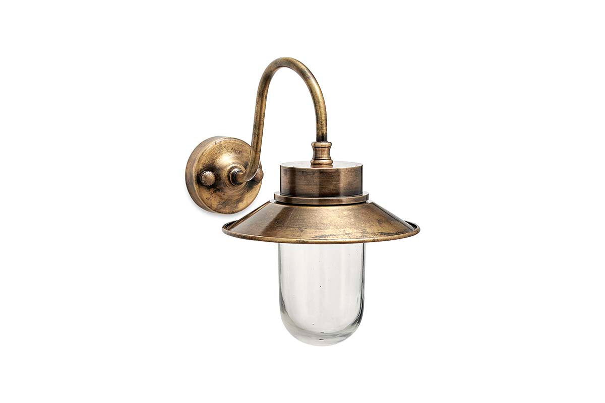Nkuku Alwar Outdoor Wall Light Antique Brass – from Amos Lighting + Home