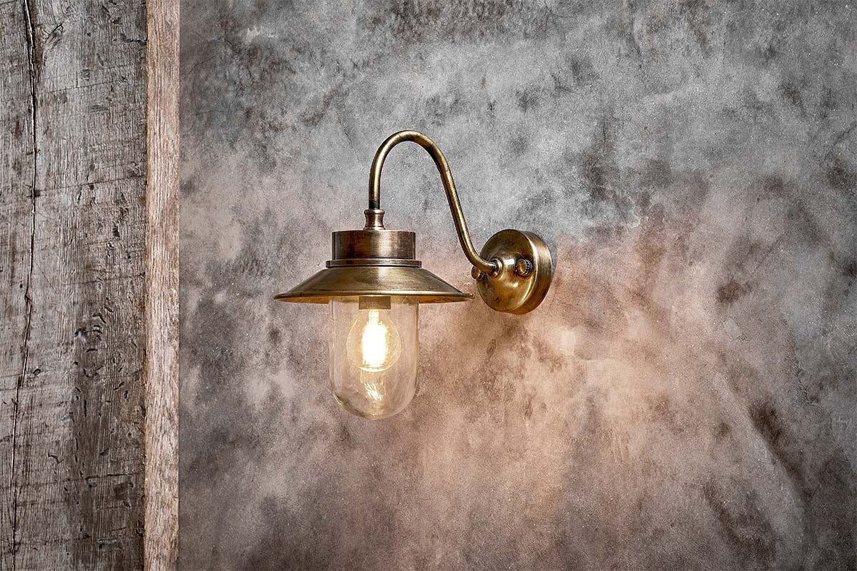 Nkuku Alwar Outdoor Wall Light Antique Brass – from Amos Lighting + Home