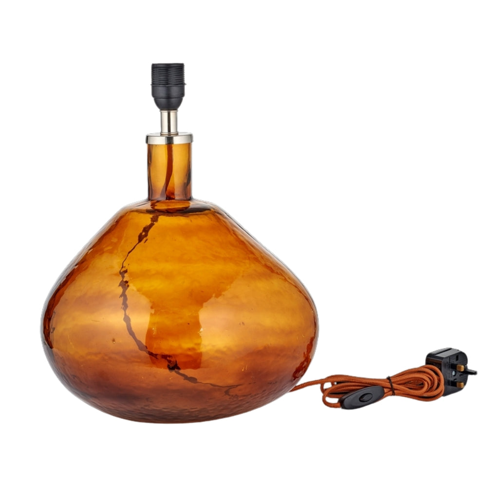 Nkuku Baba Recycled Burnt Amber Glass Table Lamp Large Wide – from Amos Lighting + Home