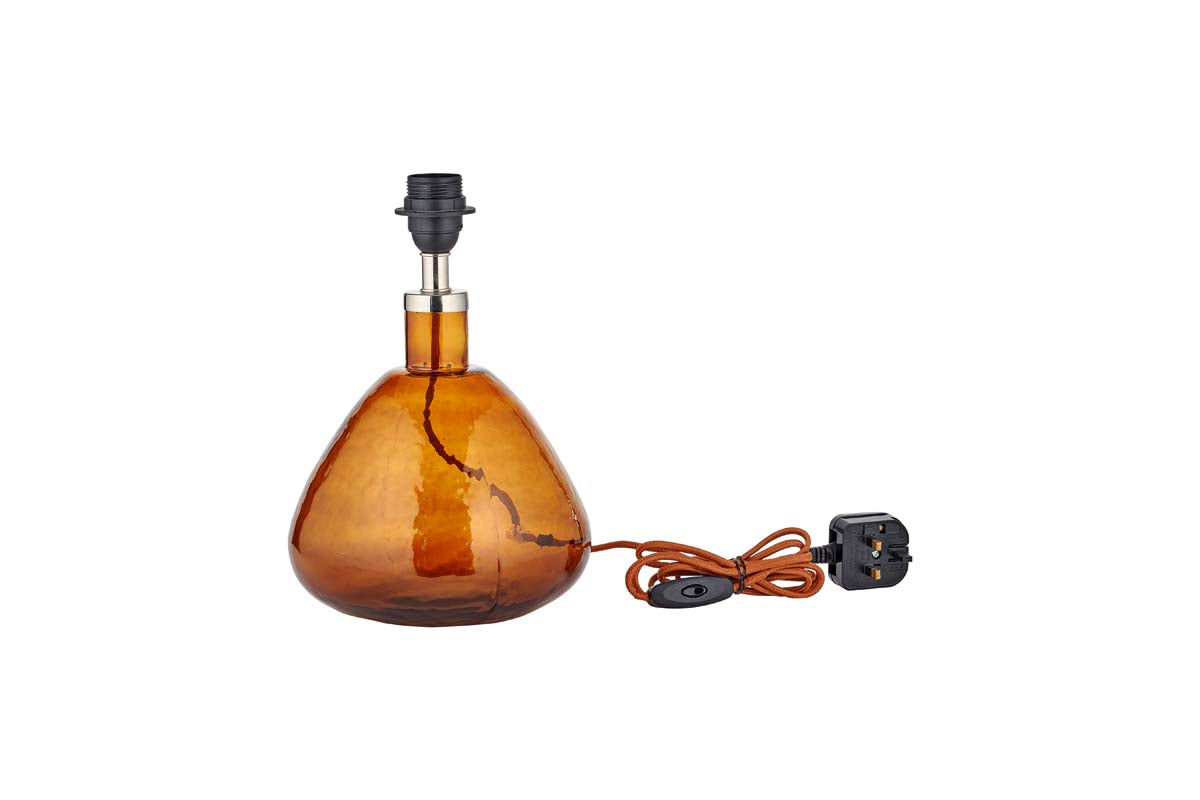 Nkuku Baba Recycled Burnt Amber Glass Table Lamp Small Wide – from Amos Lighting + Home