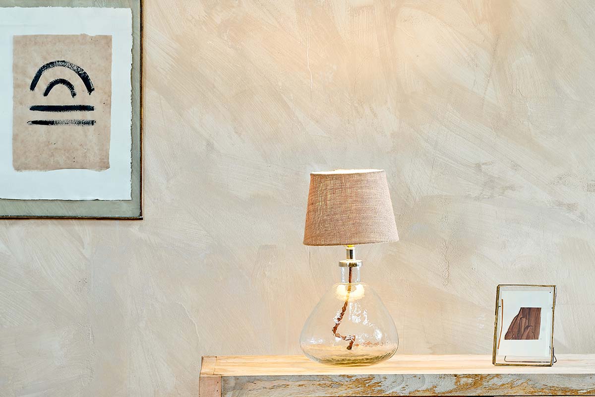 Nkuku Baba Recycled Clear Glass Table Lamp Small Wide – from Amos Lighting + Home