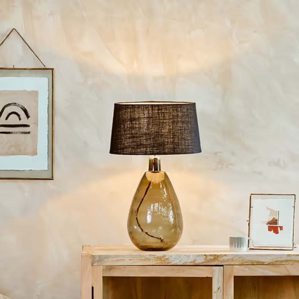 Nkuku Baba Recycled Green Smoke Glass Table Lamp Large Tall – from Amos Lighting + Home