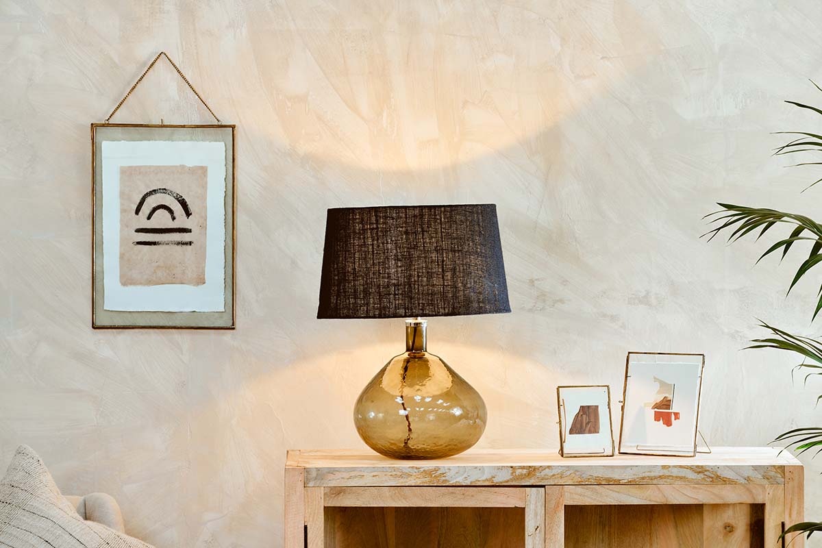 Nkuku Baba Recycled Green Smoke Glass Table Lamp Large Wide – from Amos Lighting + Home