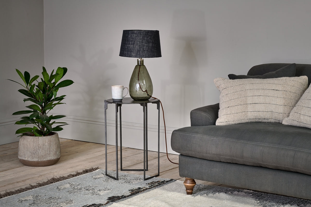 Nkuku Baba Recycled Green Smoke Glass Table Lamp Small Tall – from Amos Lighting + Home