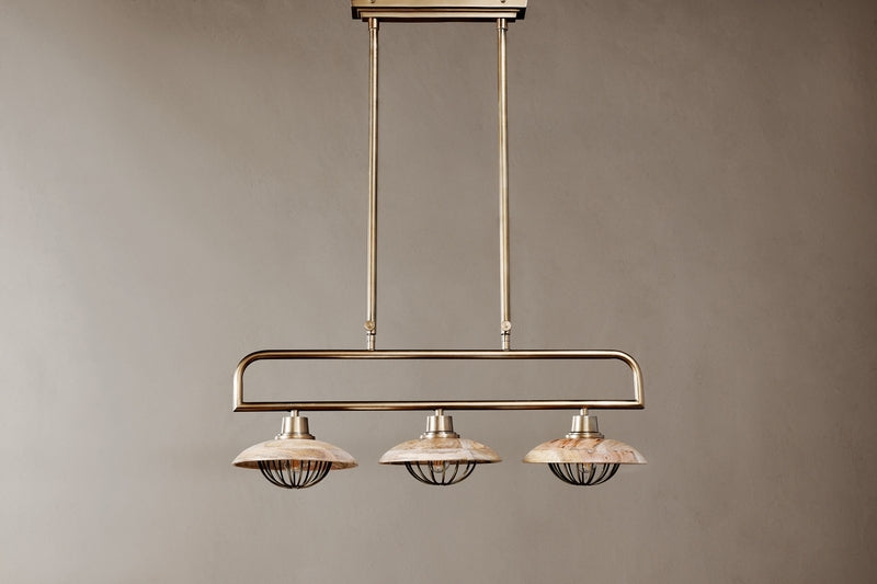 Nkuku Chakai Mango Wood Bar Pendant Antique Brass – from Amos Lighting + Home