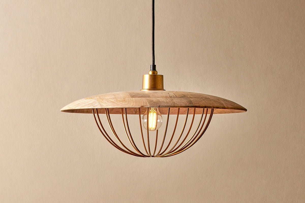 Nkuku Chakai Wood & Metal Large Pendant – from Amos Lighting + Home