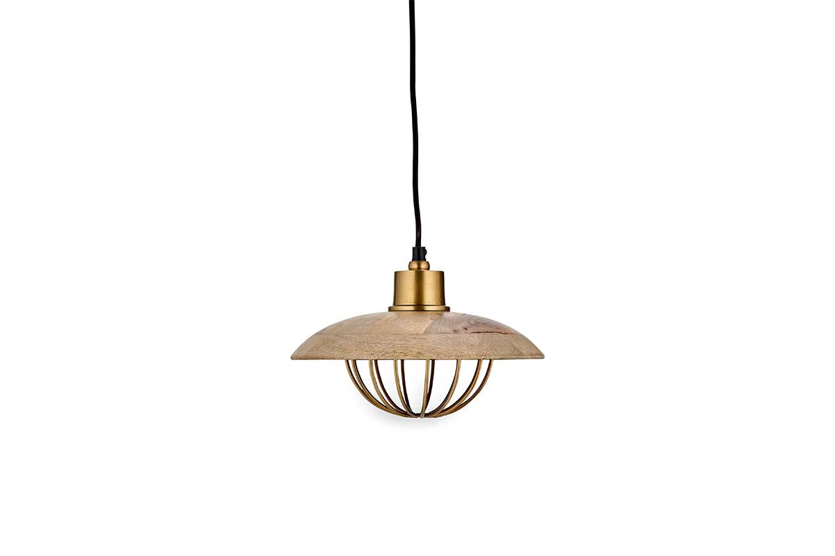 Nkuku Chakai Wood & Metal Small Pendant – from Amos Lighting + Home
