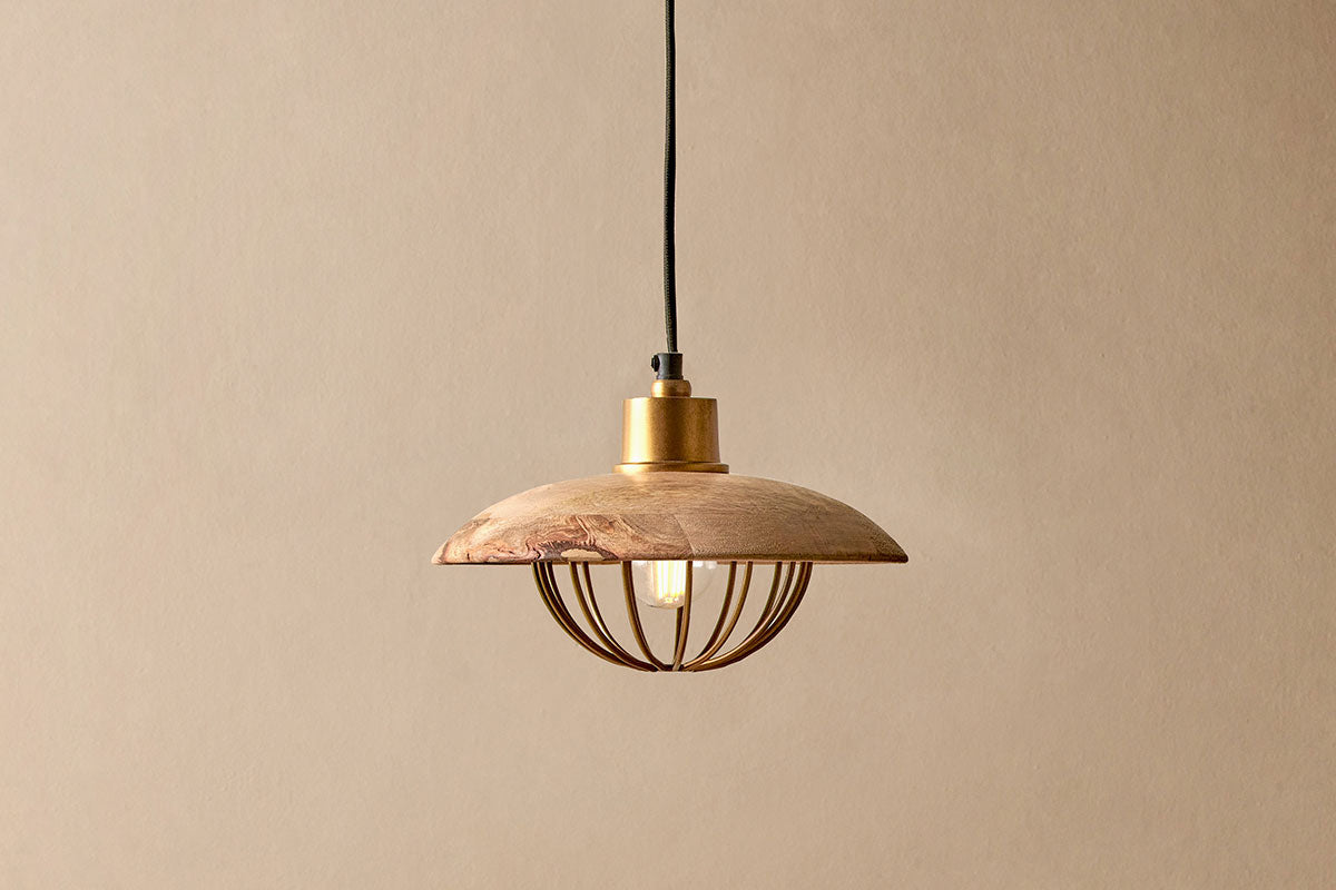 Nkuku Chakai Wood & Metal Small Pendant – from Amos Lighting + Home