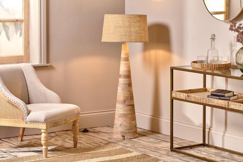 Nkuku Chameli Tapered Mango Wood Floor Lamp – from Amos Lighting + Home