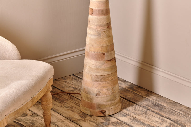 Nkuku Chameli Tapered Mango Wood Floor Lamp – from Amos Lighting + Home