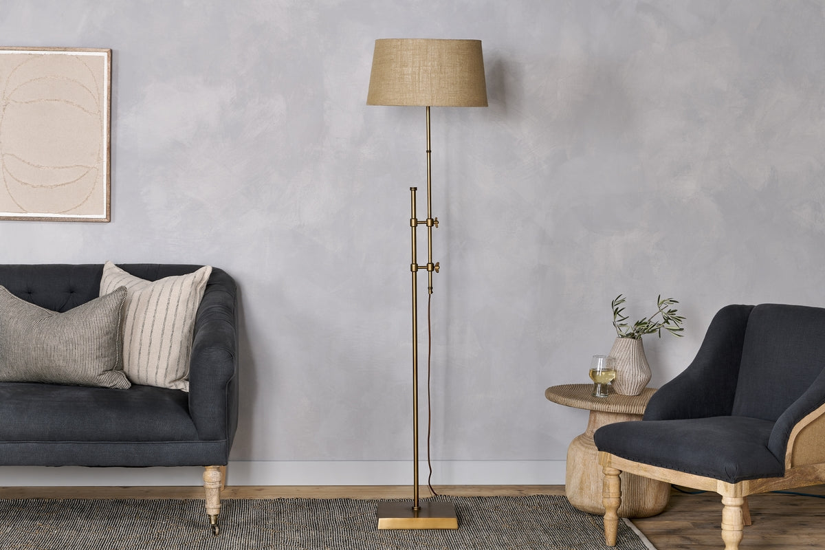 Nkuku Chintala Iron Floor Lamp Antique Brass – from Amos Lighting + Home