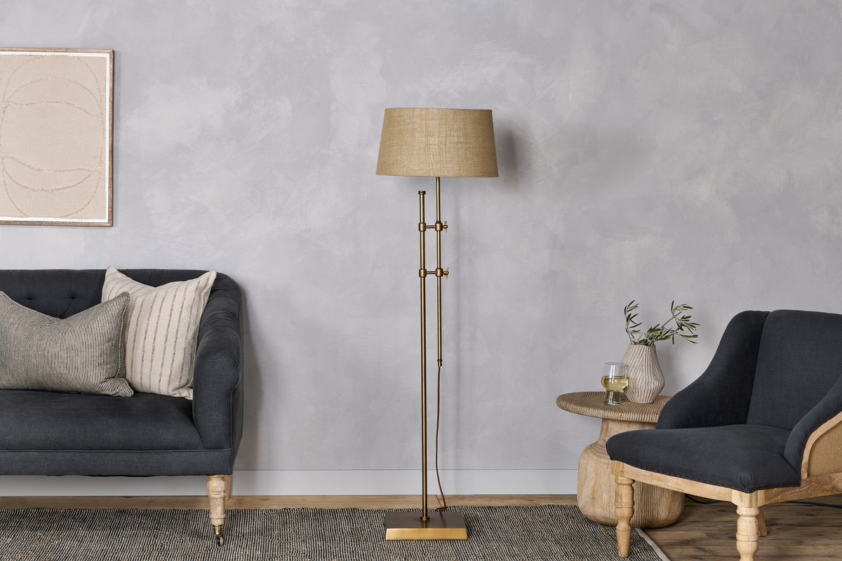 Nkuku Chintala Iron Floor Lamp Antique Brass – from Amos Lighting + Home