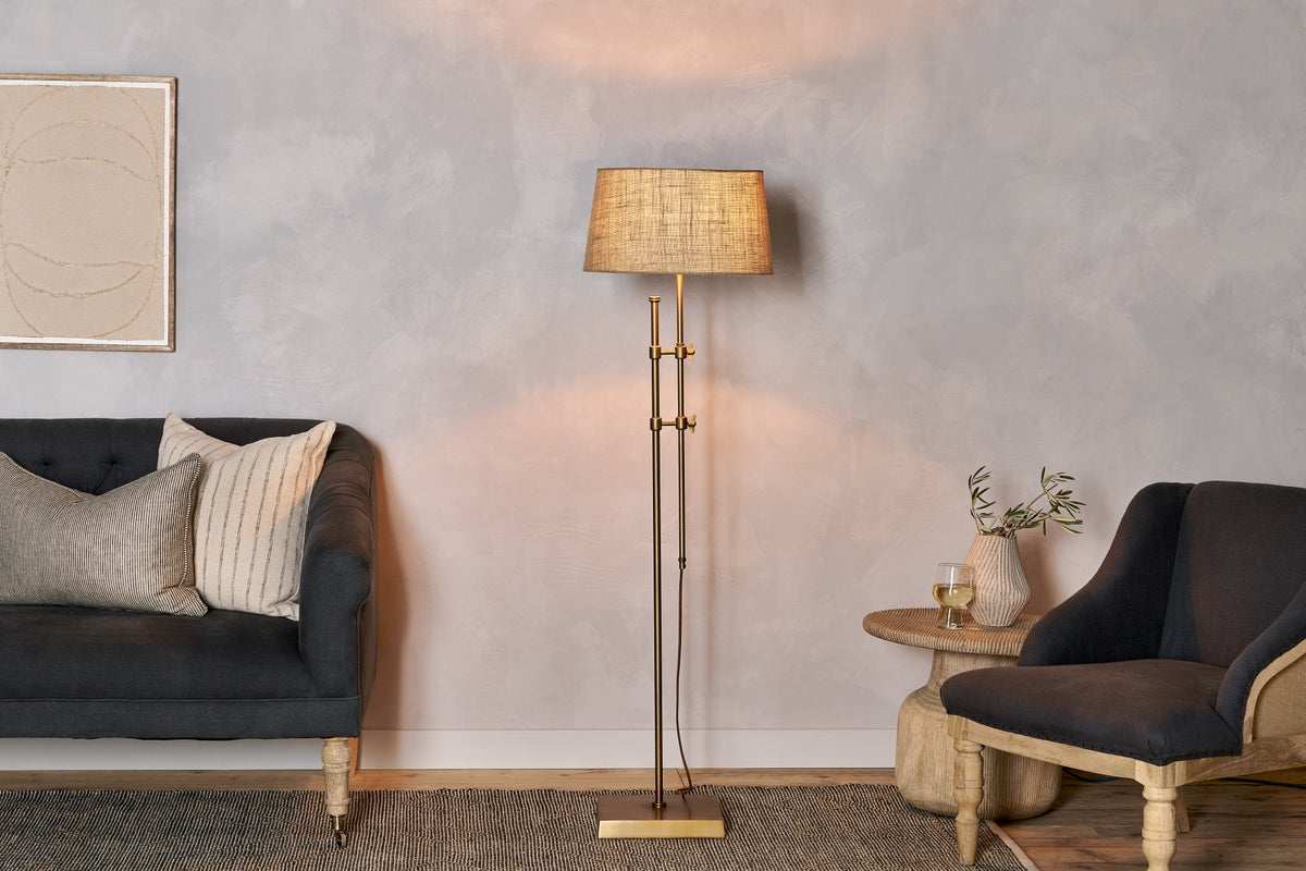Nkuku Chintala Iron Floor Lamp Antique Brass – from Amos Lighting + Home