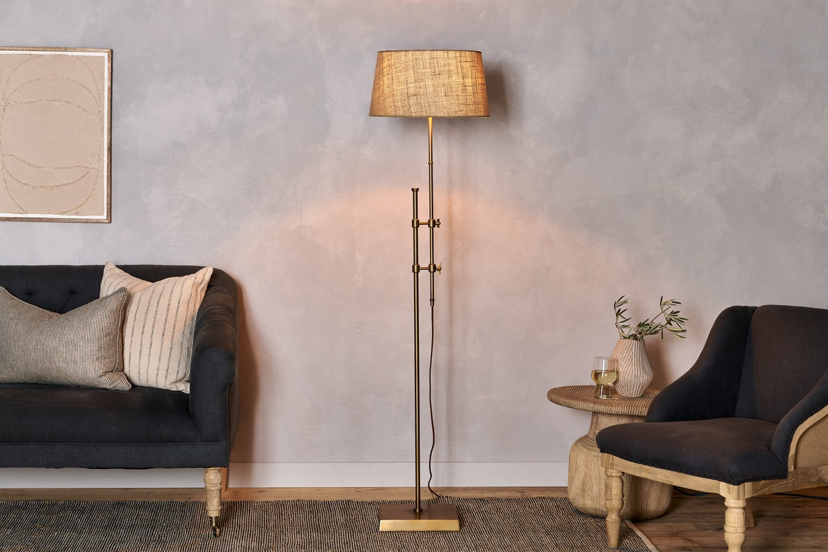 Nkuku Chintala Iron Floor Lamp Antique Brass – from Amos Lighting + Home