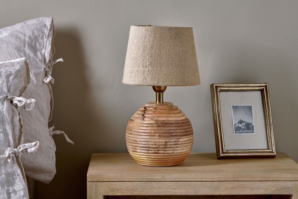 Nkuku Drisana Mango Wood Bedside Table Lamp – from Amos Lighting + Home