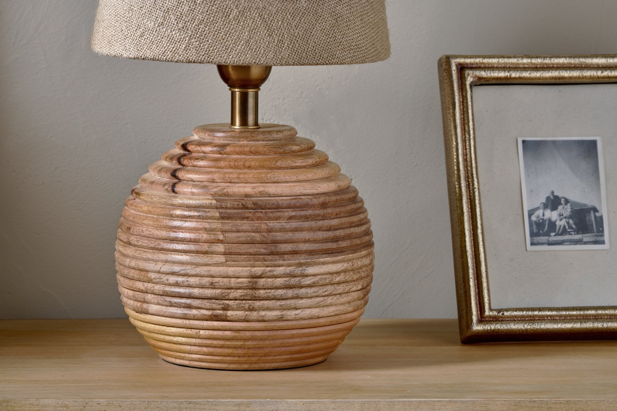 Nkuku Drisana Mango Wood Bedside Table Lamp – from Amos Lighting + Home
