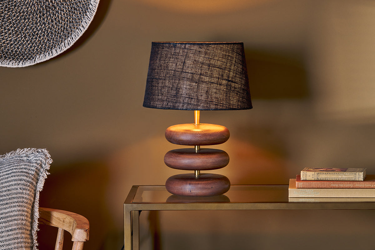 Nkuku Kankad Mango Wood Table Lamp Dark Stain – from Amos Lighting + Home