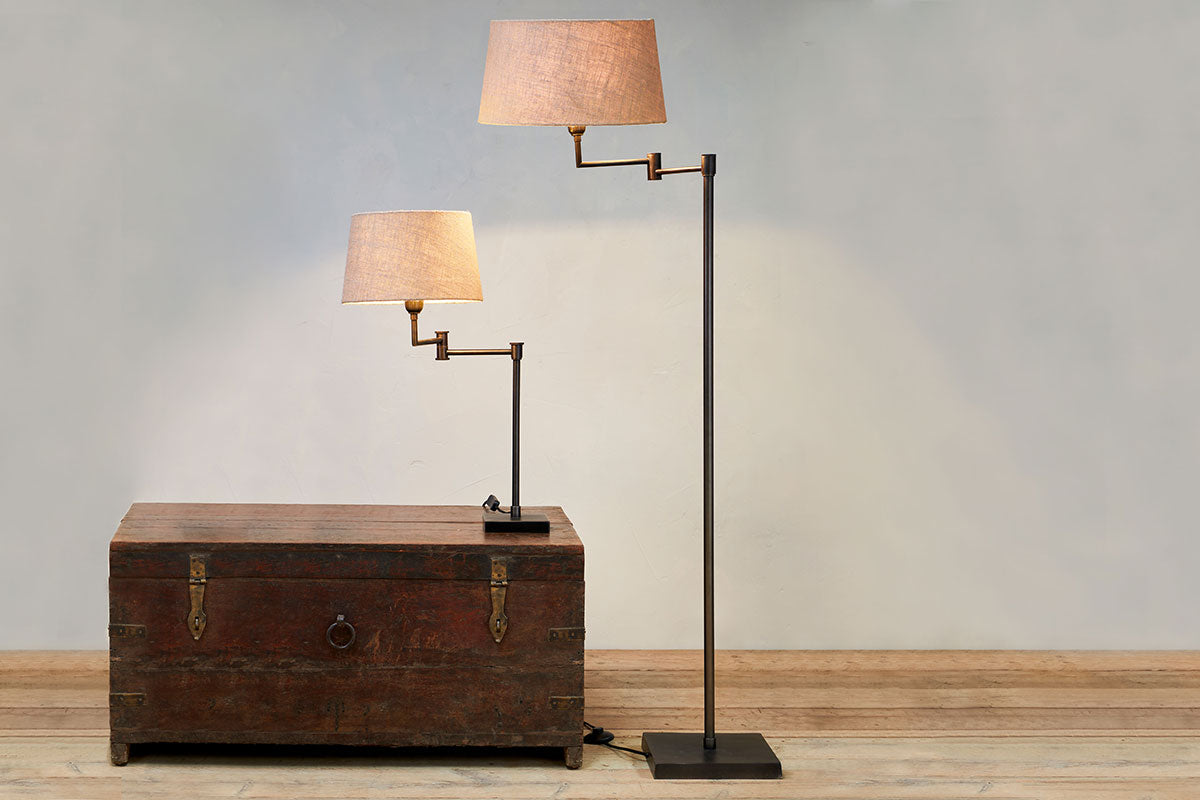 Nkuku Kara Iron Swing Arm Adjustable Floor Lamp Aged Bronze – from Amos Lighting + Home