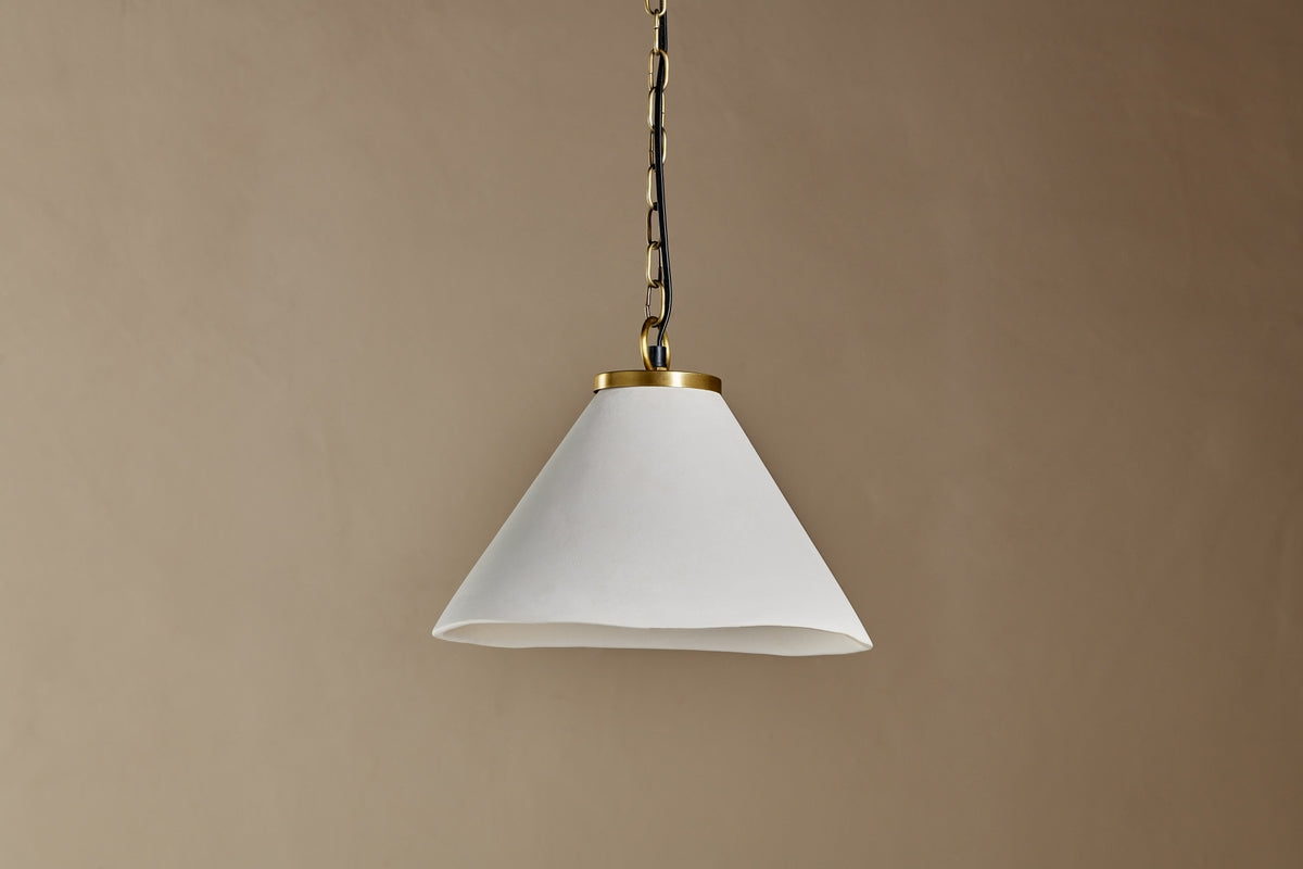 Nkuku Kiara Organic Shaped Ceramic Pendant Light Antique Brass – from Amos Lighting + Home