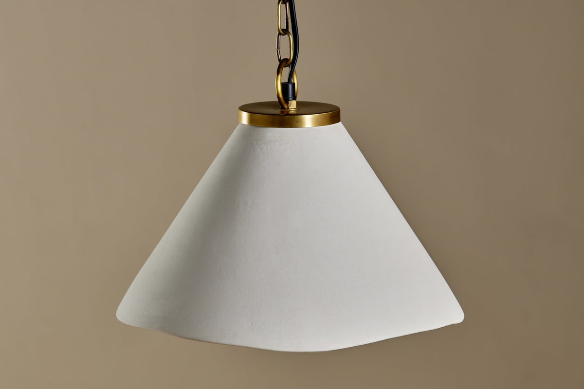 Nkuku Kiara Organic Shaped Ceramic Pendant Light Antique Brass – from Amos Lighting + Home