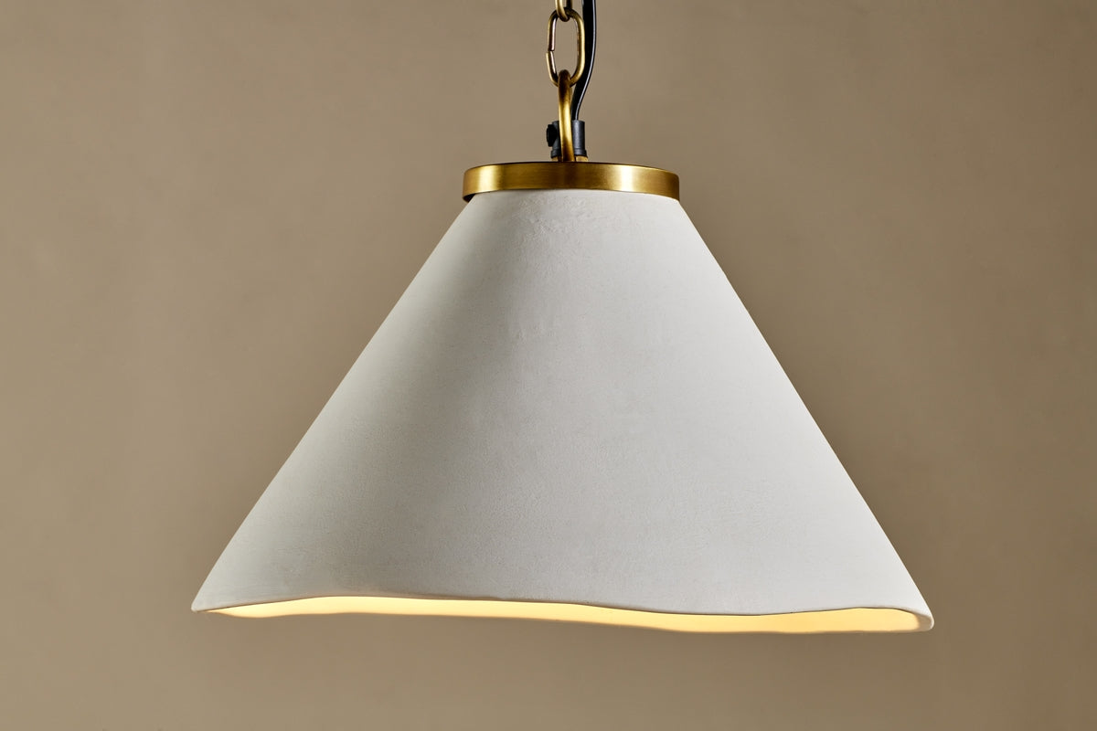 Nkuku Kiara Organic Shaped Ceramic Pendant Light Antique Brass – from Amos Lighting + Home