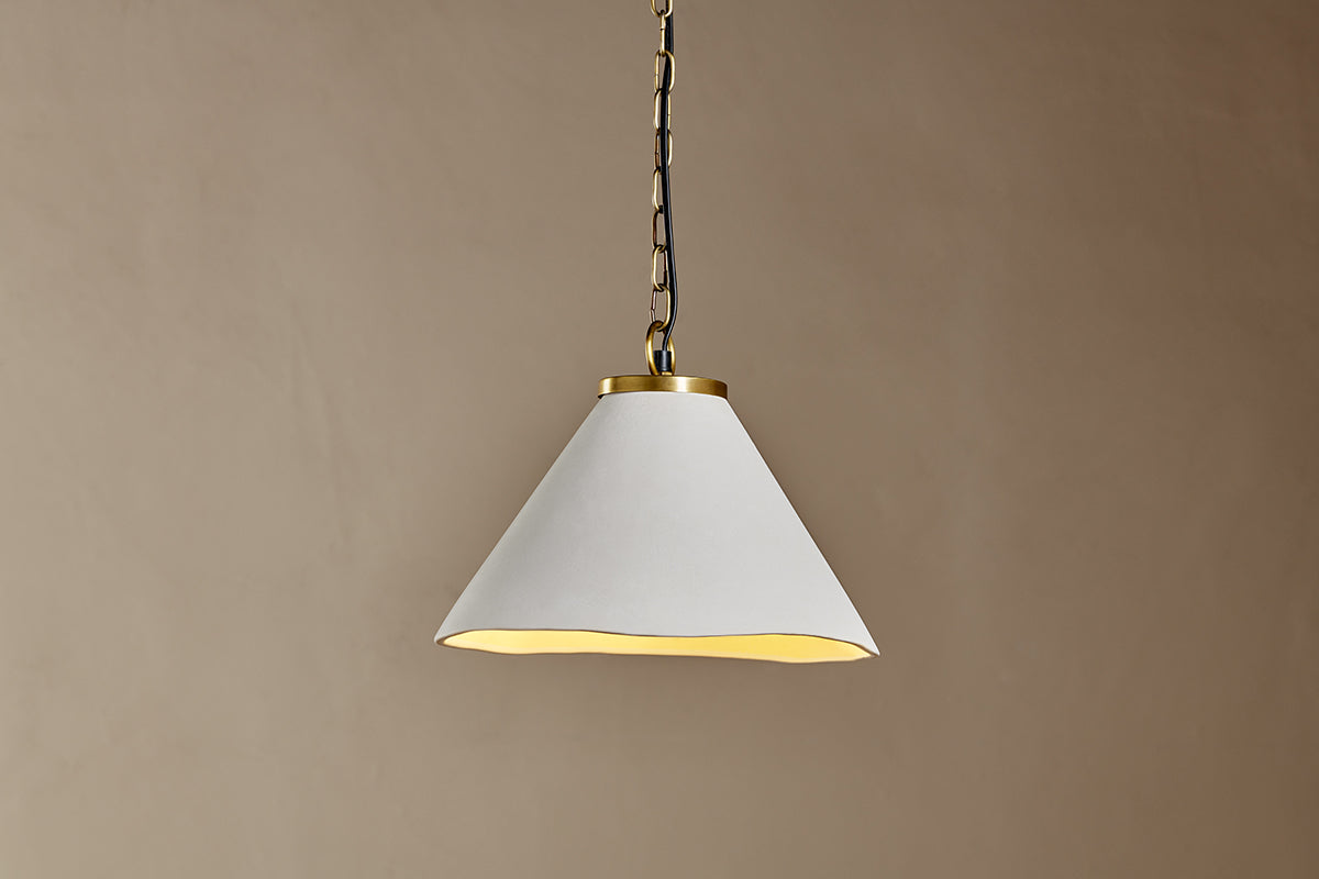 Nkuku Kiara Organic Shaped Ceramic Pendant Light Antique Brass – from Amos Lighting + Home