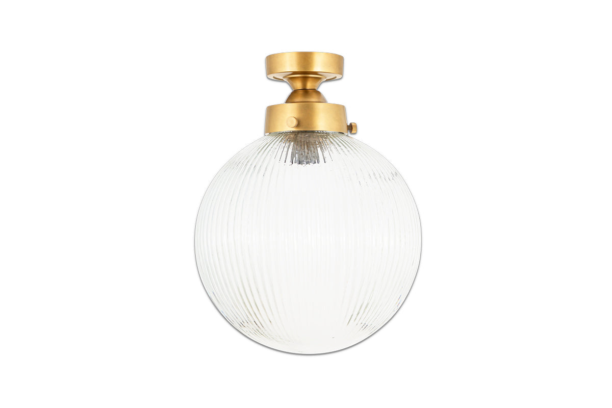 Nkuku Konnie Brass Bathroom Ceiling Lamp Ribbed Glass Globe – from Amos Lighting + Home