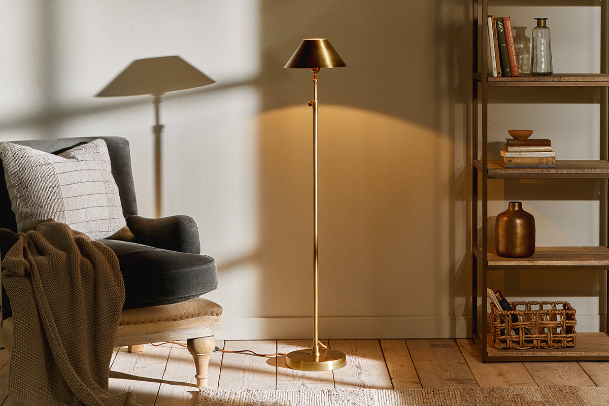 Nkuku Lalua Floor Lamp Antique Brass – from Amos Lighting + Home