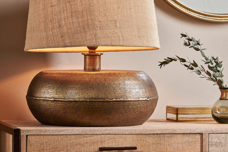 Nkuku Lumbu Table Lamp Antique Brass Large – from Amos Lighting + Home