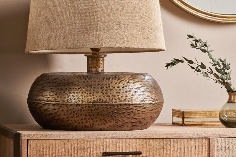 Nkuku Lumbu Table Lamp Antique Brass Large – from Amos Lighting + Home