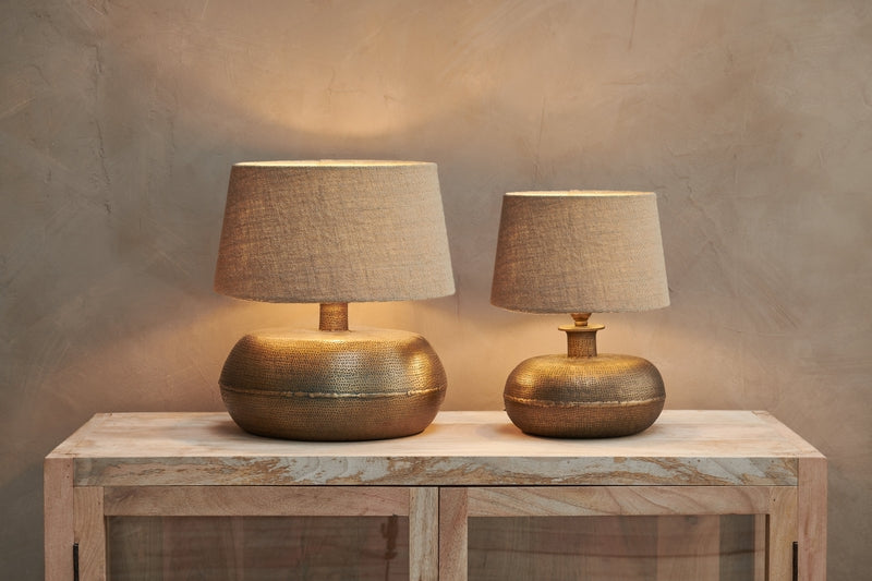 Nkuku Lumbu Table Lamp Antique Brass Large – from Amos Lighting + Home