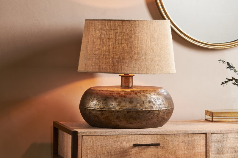 Nkuku Lumbu Table Lamp Antique Brass Large – from Amos Lighting + Home