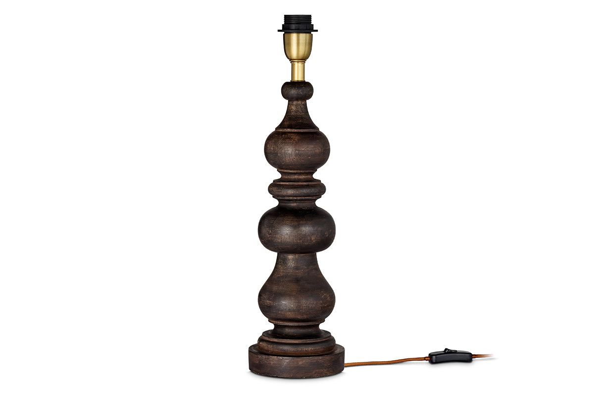 Nkuku Manua Wood Table Lamp Dark Stain Large – from Amos Lighting + Home