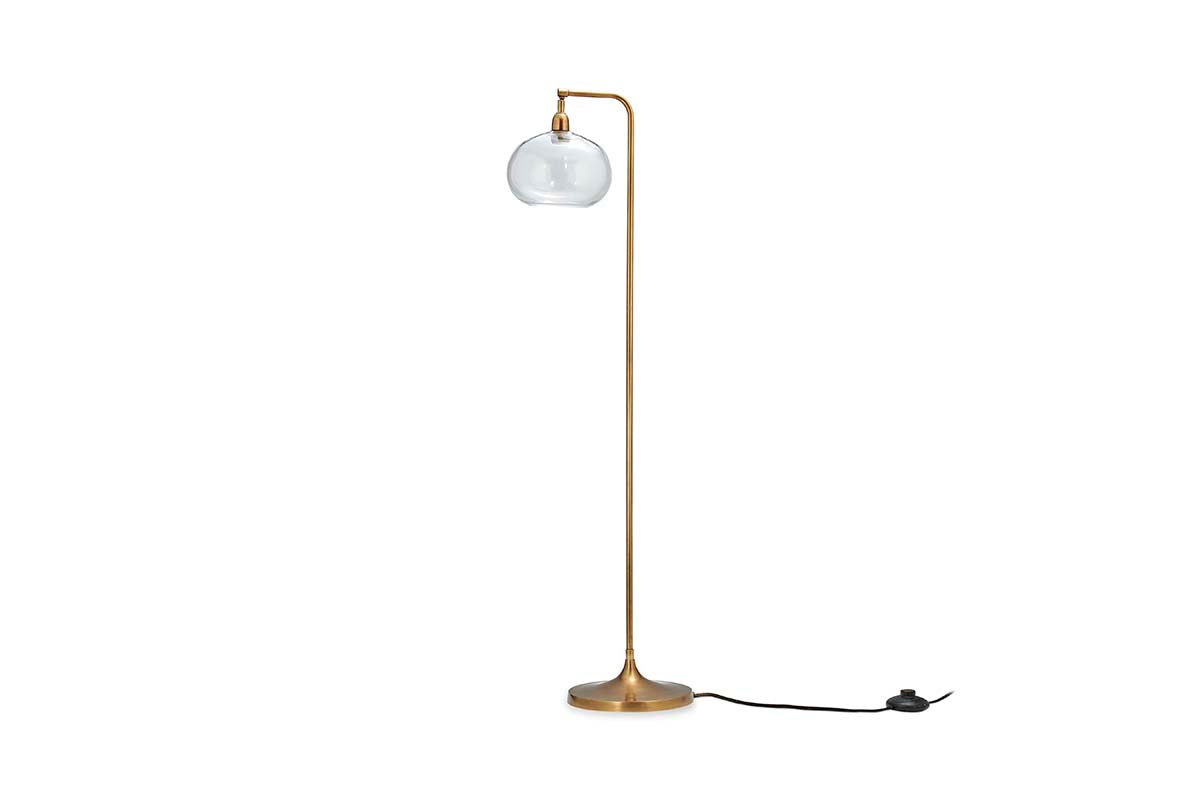 Nkuku Mulia Recycled Glass Floor Lamp Antique Brass – from Amos Lighting + Home