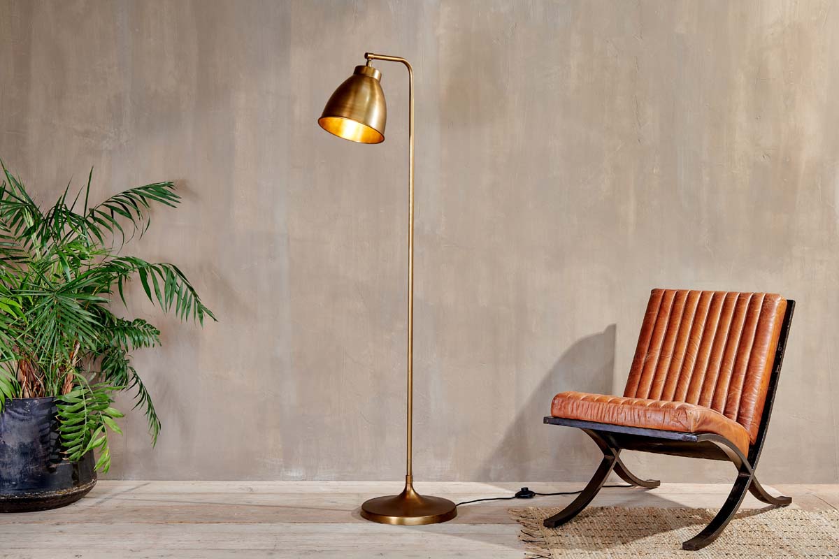 Nkuku Muturi Floor Lamp Antique Brass – from Amos Lighting + Home