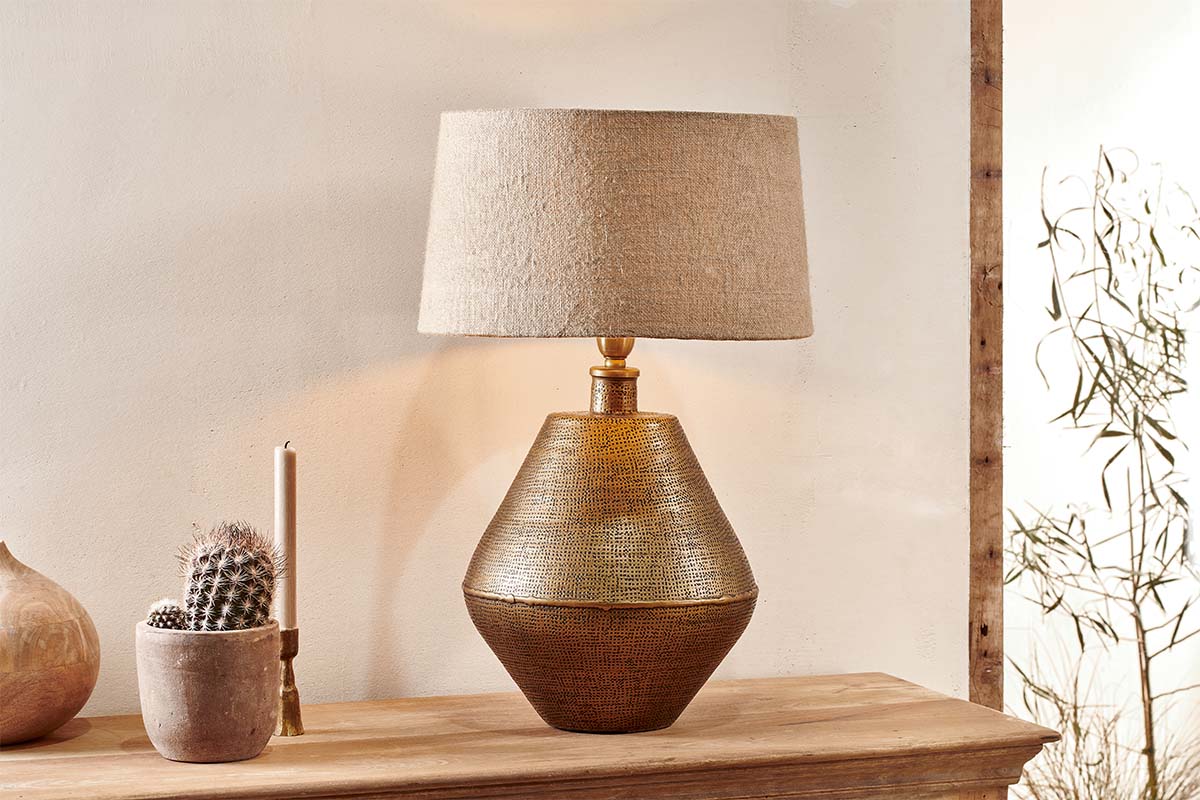 Nkuku Nalgonda Large Table Lamp Antique Brass – from Amos Lighting + Home