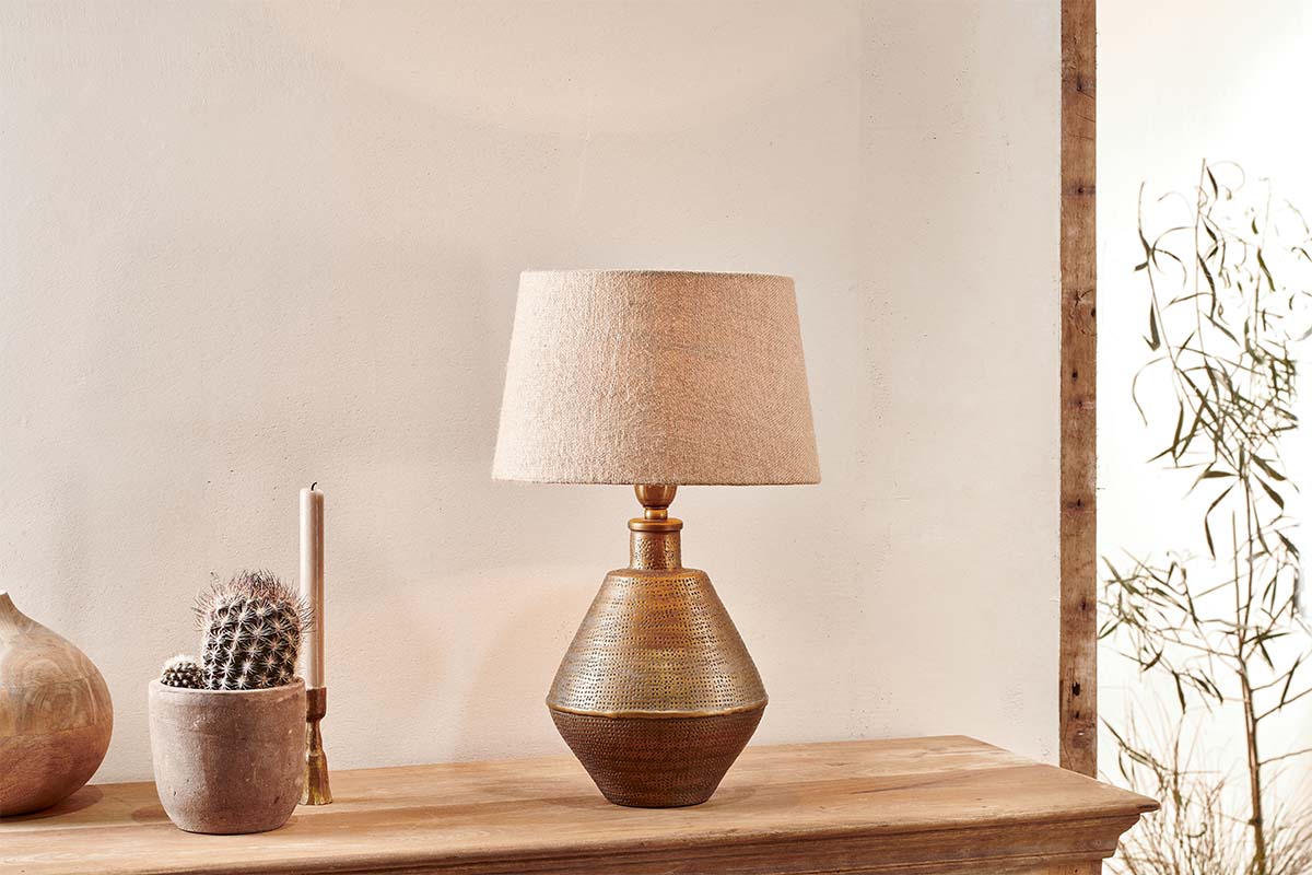 Nkuku Nalgonda Small Table Lamp Antique Brass – from Amos Lighting + Home