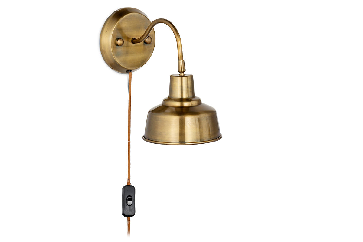 Nkuku Nar Plug In Wall Lamp Antique Brass – from Amos Lighting + Home