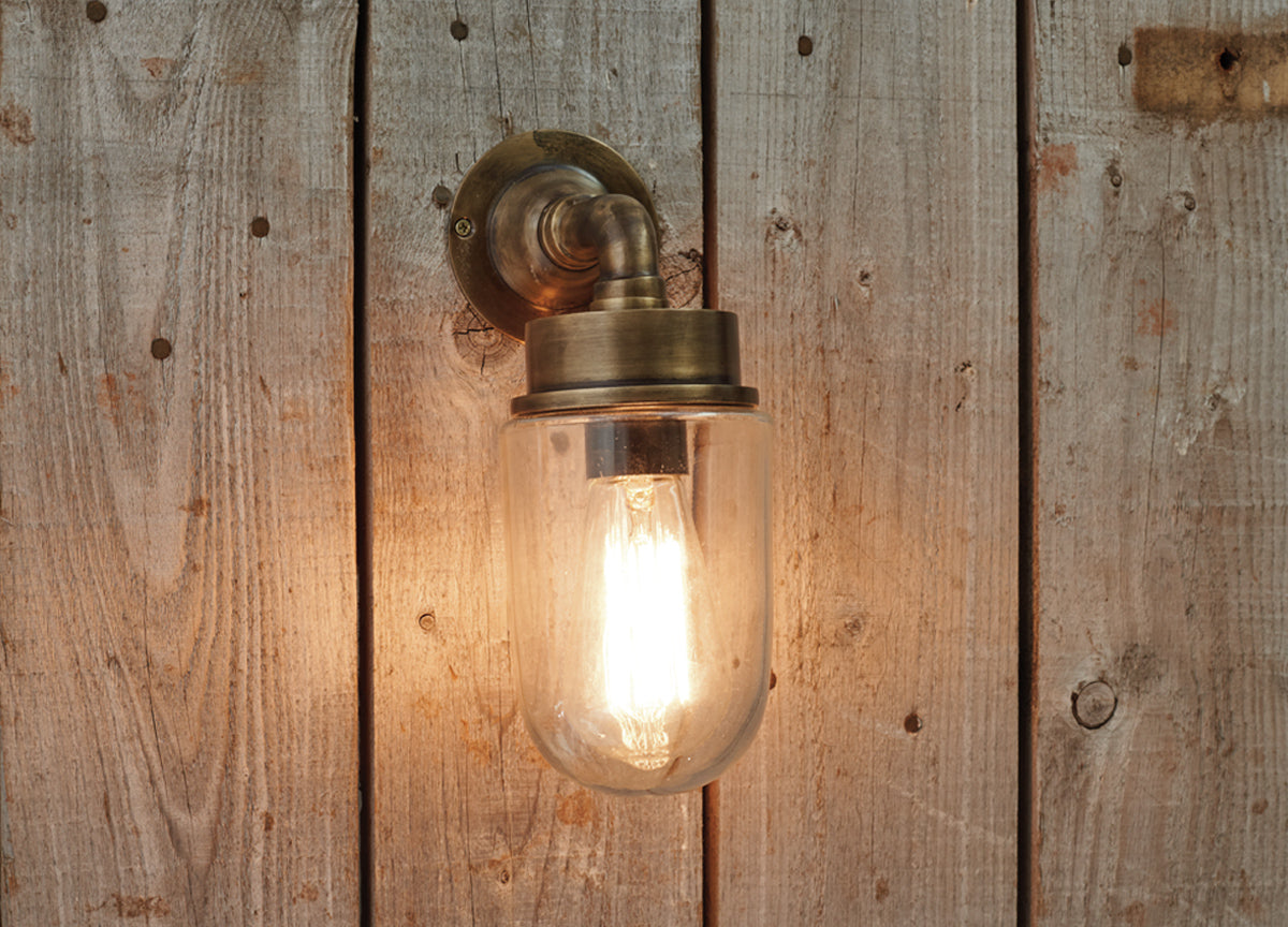 Nkuku Ngari Outdoor Wall Light Antique Brass – from Amos Lighting + Home