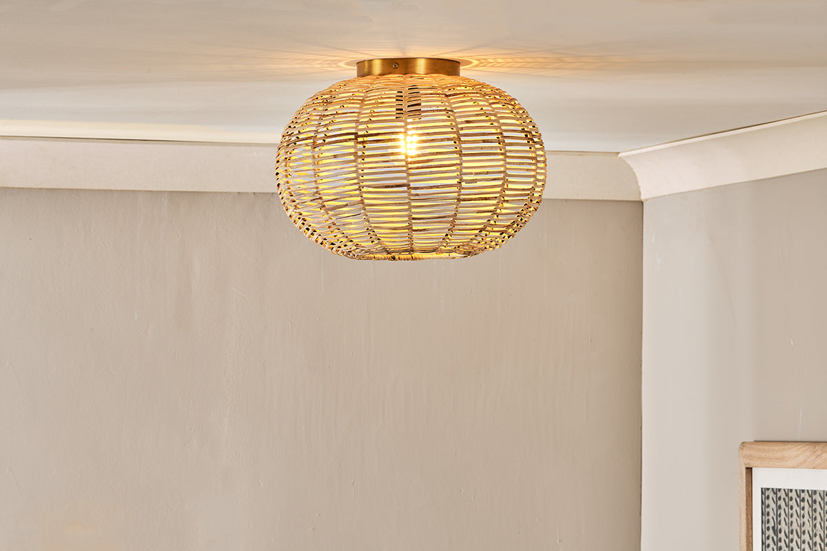 Nkuku Noko Rattan Flush Ceiling Light – from Amos Lighting + Home